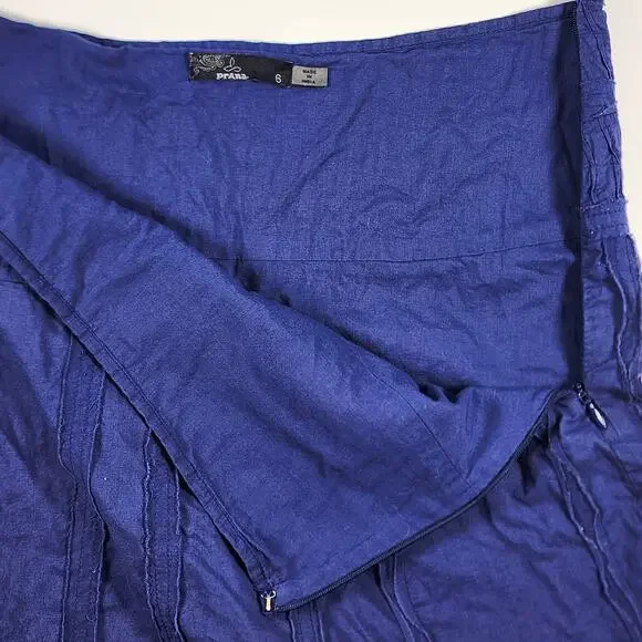 Prana Blue Cotton Mini Skirt Size 6 Boho Casual A-Line - Picture 7 of 7